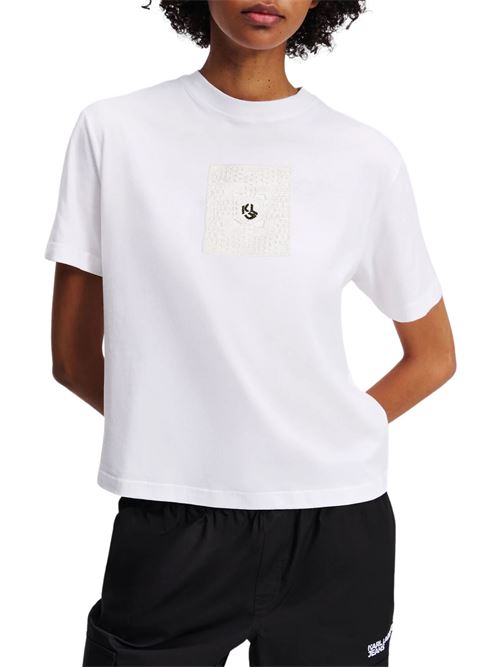 T-shirt donna bianca in cotone Karl Lagerfeld jeans | A2W17096100